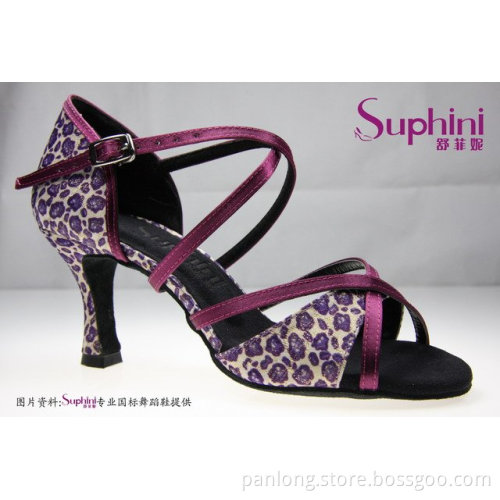 Suphini Ladies Ballroom Dance Shoes Black Leopard